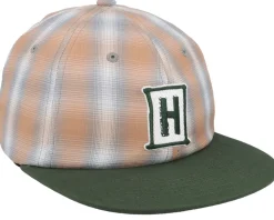 Plaid 6 Panel Hat Orange Strapback - HUF