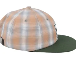 Plaid 6 Panel Hat Orange Strapback - HUF