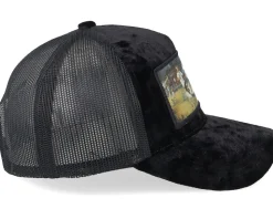 Playing Football Velvet Black A-Frame Trucker - Calza Pennello