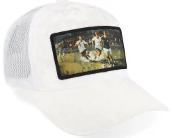 Playing Football Velvet White A-Frame Trucker - Calza Pennello