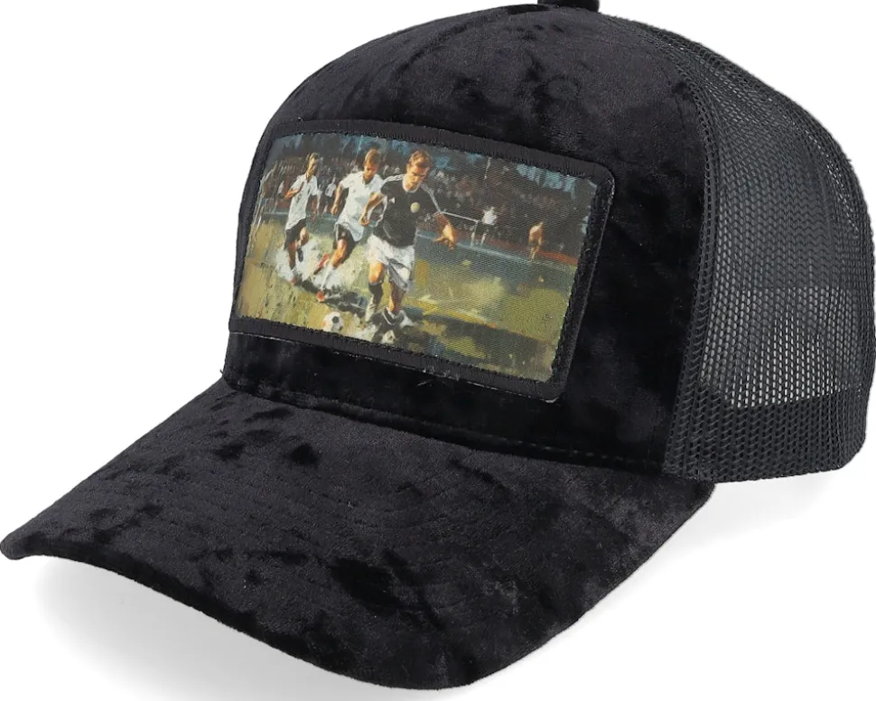 Playing Football Velvet White A-Frame Trucker - Calza Pennello