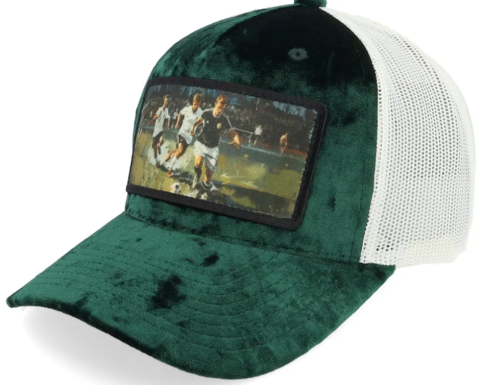 Playing Football Velvet White A-Frame Trucker - Calza Pennello
