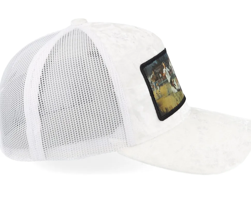 Playing Football Velvet White A-Frame Trucker - Calza Pennello