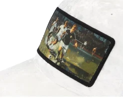 Playing Football Velvet White A-Frame Trucker - Calza Pennello