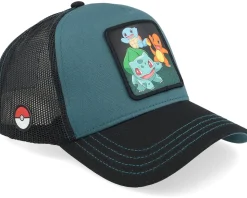 Pokemon Starters Black/Dark Green A-Frame Trucker - Capslab