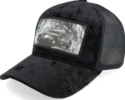 Police Car Patch Velvet Black A-Frame Trucker - Calza Pennello