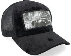 Police Car Patch Velvet Black A-Frame Trucker - Calza Pennello