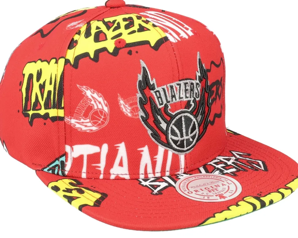 Portland Trail Blazers Sticker Pack Red Snapback - Mitchell & Ness