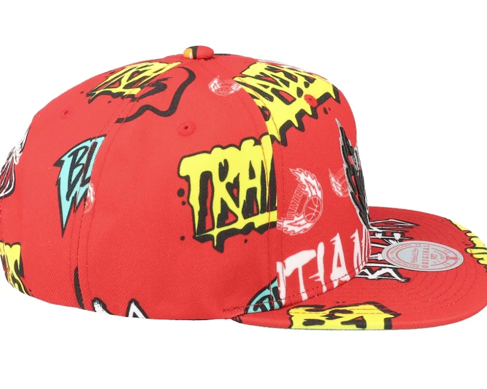 Portland Trail Blazers Sticker Pack Red Snapback - Mitchell & Ness