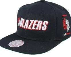 Portland Trail Blazers Triple Play Black Snapback - Mitchell & Ness