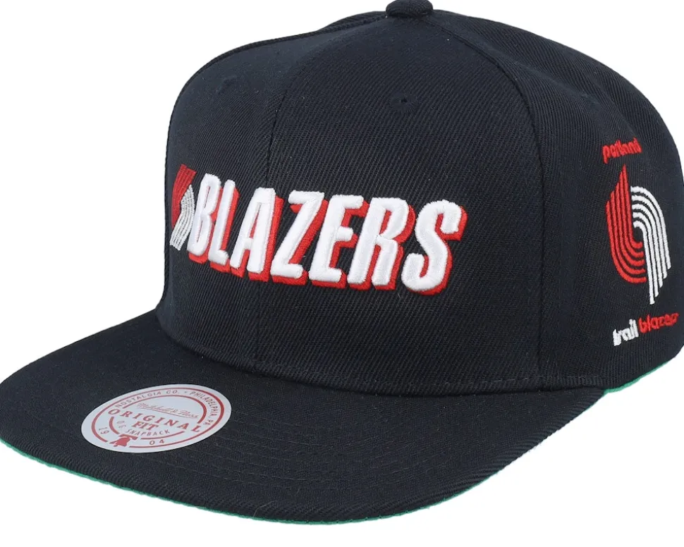 Portland Trail Blazers Triple Play Black Snapback - Mitchell & Ness
