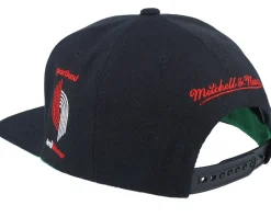 Portland Trail Blazers Triple Play Black Snapback - Mitchell & Ness