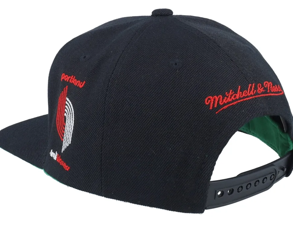 Portland Trail Blazers Triple Play Black Snapback - Mitchell & Ness