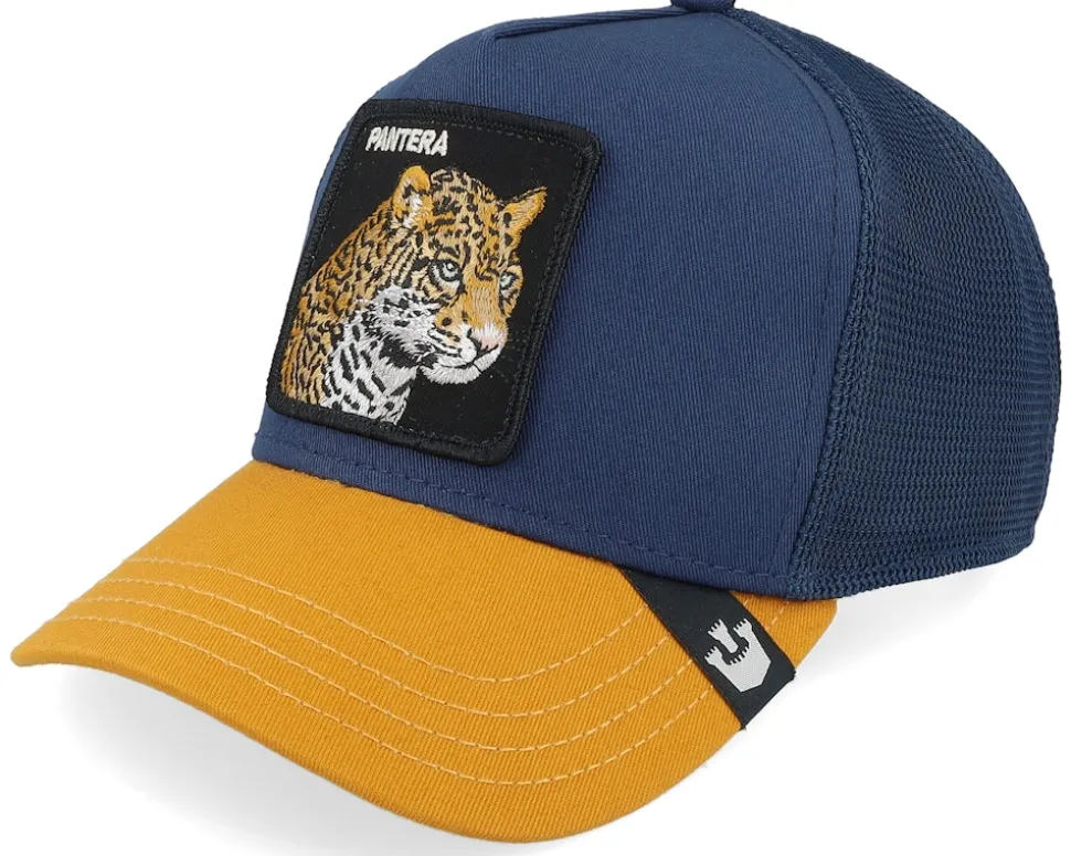 Premium Pantera Indigo/Yellow A-Frame Trucker - Goorin Bros.
