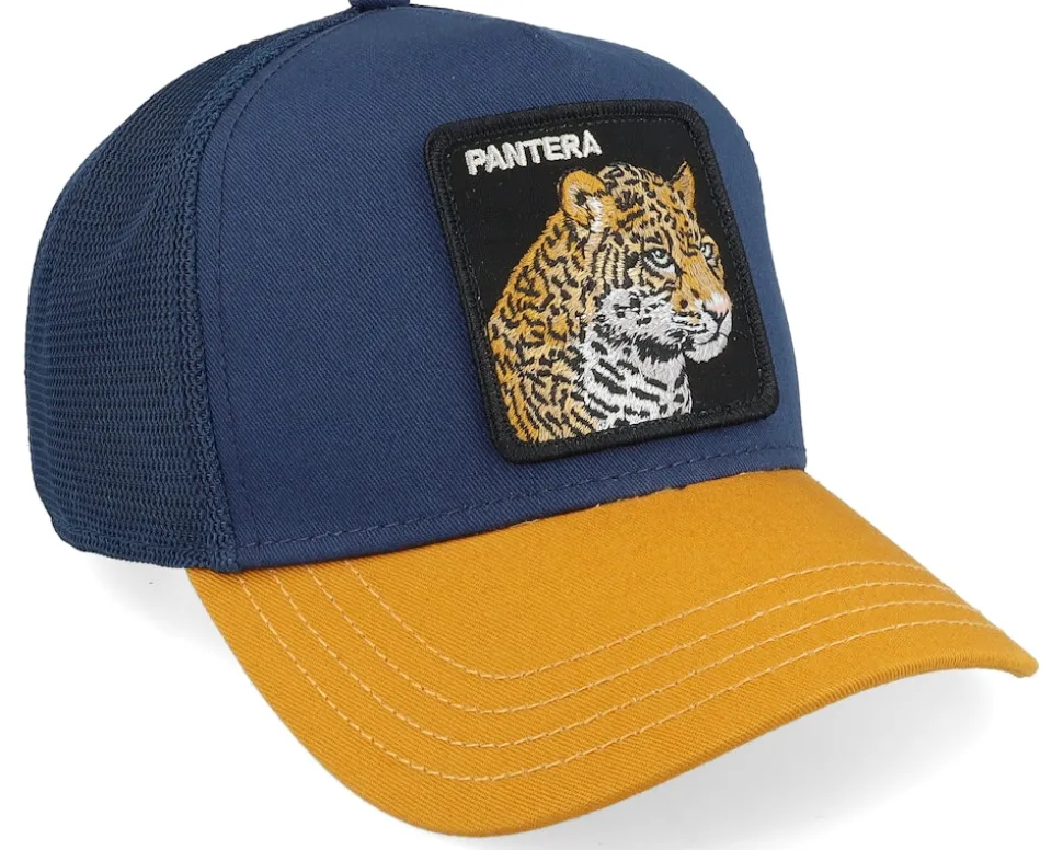 Premium Pantera Indigo/Yellow A-Frame Trucker - Goorin Bros.