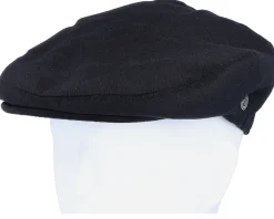 Pure Wool Harlem Black Flat Cap - Jaxon & James