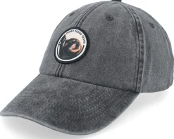 Raccoon Pedro Round Patch Washed Black Dad Cap - Scenes