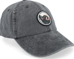 Raccoon Pedro Round Patch Washed Black Dad Cap - Scenes