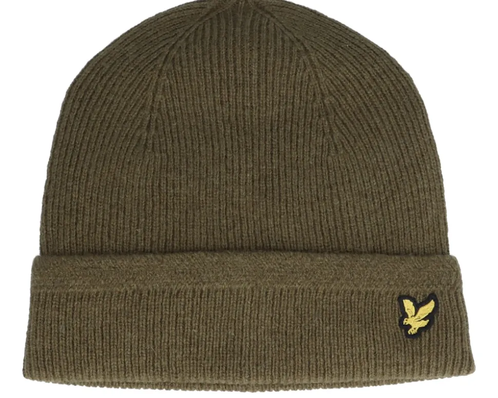 Racked Rib Beanie Olive Cuff - Lyle & Scott