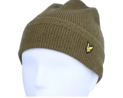 Racked Rib Beanie Olive Cuff - Lyle & Scott