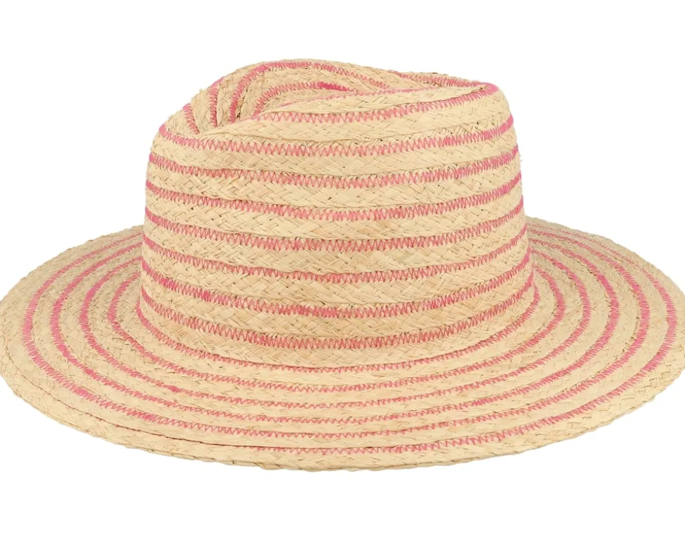 Raffia Fedora Pink/Linen Straw Hat - Seeberger