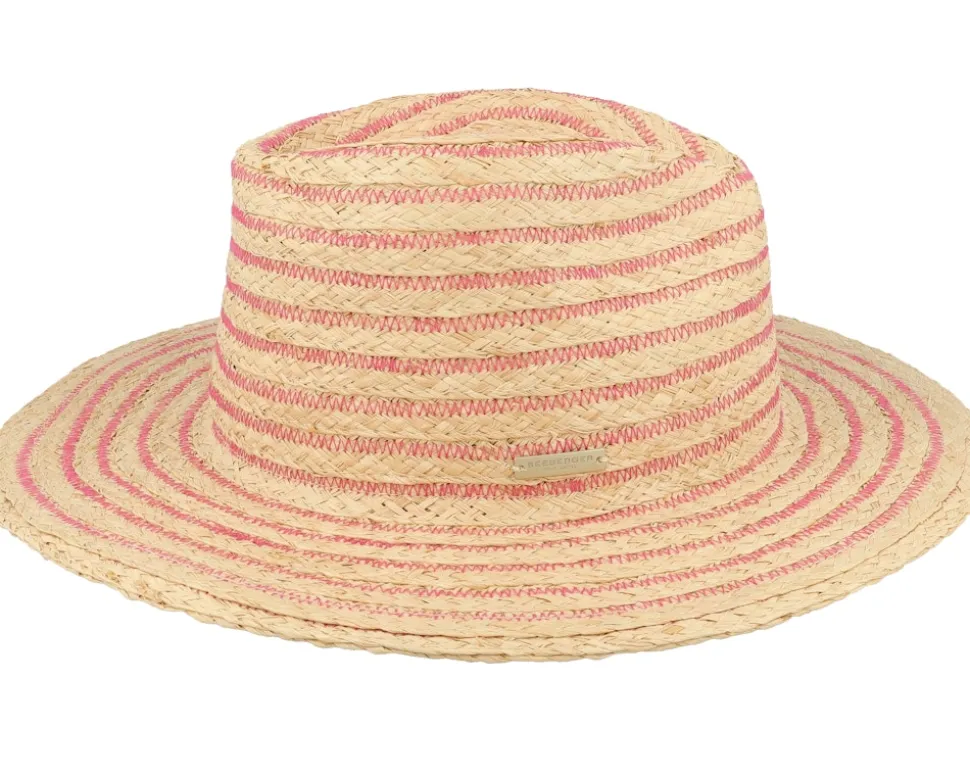Raffia Fedora Pink/Linen Straw Hat - Seeberger