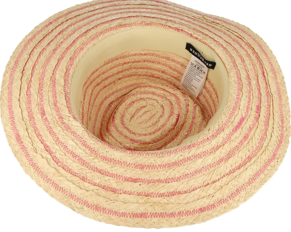 Raffia Fedora Pink/Linen Straw Hat - Seeberger