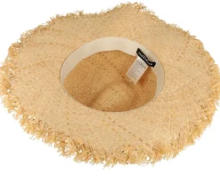Raffia With Lace Trimmi Natural/Black Straw Fedora - Seeberger