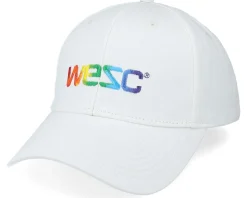 Rainbow Embroidered Logo Baseball Hat White Adjustable - Wesc