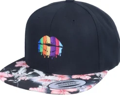 Rainbow Lips Black/Floral Snapback - Iconic