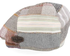 Rebel Linen Beige Patchwork Flat Cap - MJM Hats