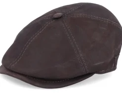 Rebel Nappa Wax Brown Flat Cap - MJM Hats