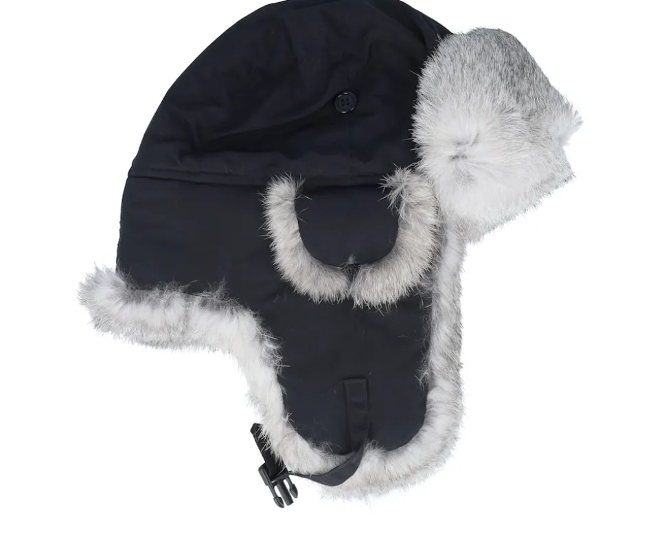 Recycled Taslan Black/Grey Melange Trapper - MJM Hats