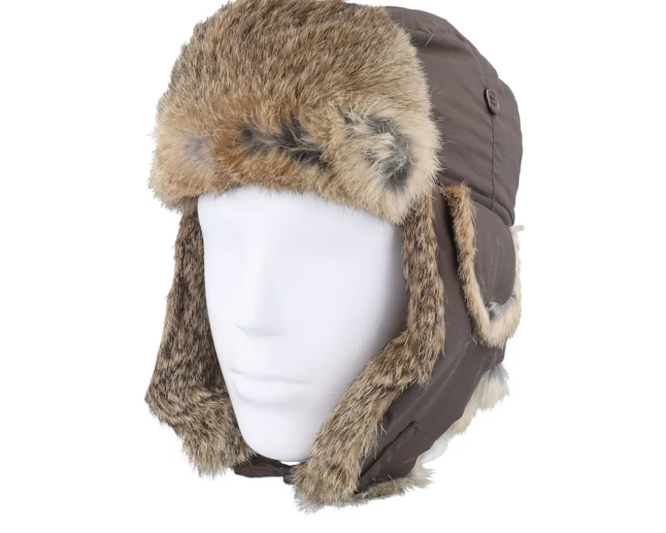 Recycled Taslan Brown/Hare Trapper - MJM Hats