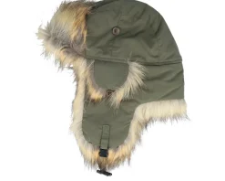 Recycled Taslan/Faux Fur Army/Natural Trapper - MJM Hats
