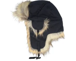 Recycled Taslan/Faux Fur Black/Natural Trapper - MJM Hats