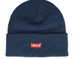 Red Batwing Embroidered Beanie Navy Blue Cuff - Levi's