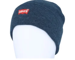 Red Batwing Embroidered Beanie Navy Blue Cuff - Levi's