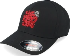 Red Chinese Dragon Logo Black Flexfit - Iconic