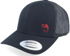 Red Fish Hook Logo Black Trucker - Skillfish