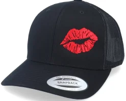 Red Lipstick Kiss Black Trucker - Iconic