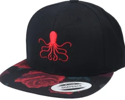 Red Octopus Silhouette Black/Rose Snapback - Iconic