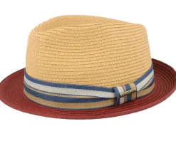 Red/Beige Trilby Straw Hat - Stetson
