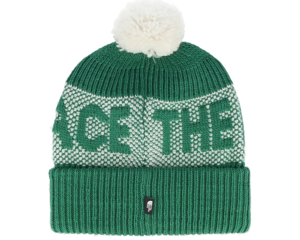 Retro Cabin Beanie Evergreen/White Pom - The North Face