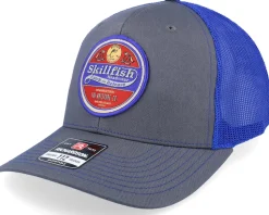 Retro Fishing Logo 112 Split Royal/Red Trucker - Skillfish