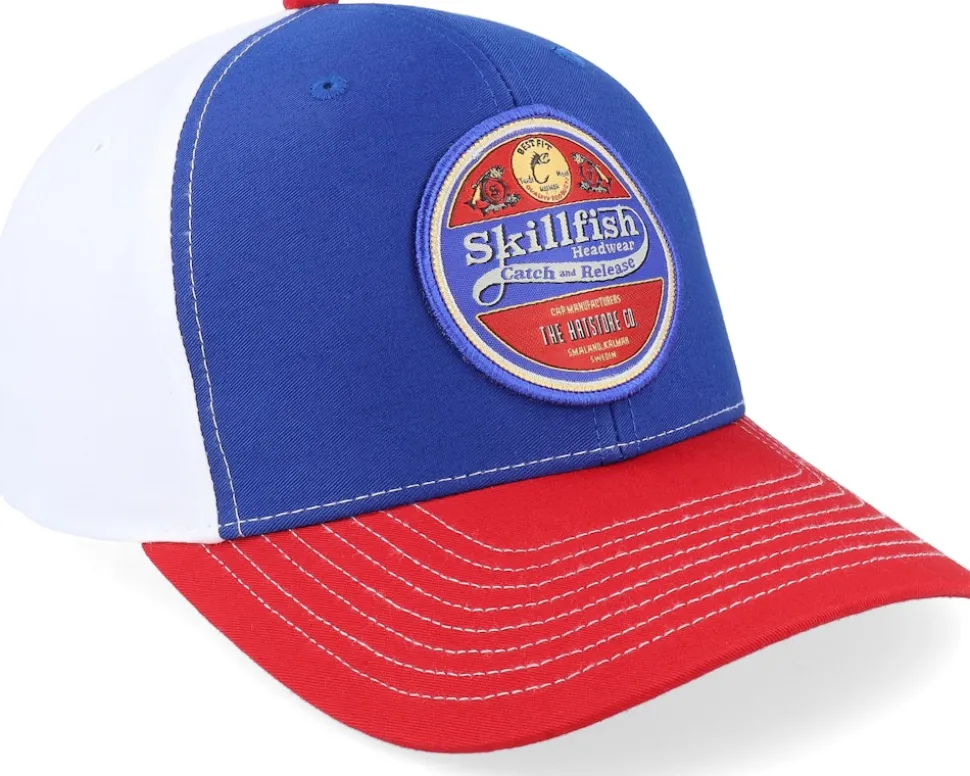 Retro Fishing Logo 312 Tri Royal/White/Red Trucker - Skillfish