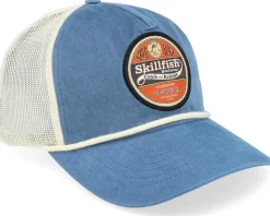 Retro Fishing Logo Bachelor Legion Blue/Sand/Cream Trucker - Skillfish