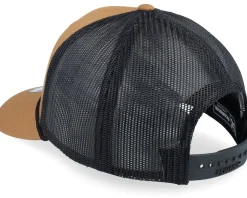 Retro Fishing Logo Split Caramel/Black/Black Rope Trucker - Skillfish