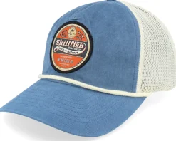 Retro Fishing Logo Split Caramel/Black/Black Rope Trucker - Skillfish