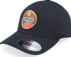 Retro Fishing Logo Wooly Combed Black Flexfit - Skillfish